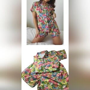 Spikes and Seams Floral Print shorty pajama Set, 2x, NWOT